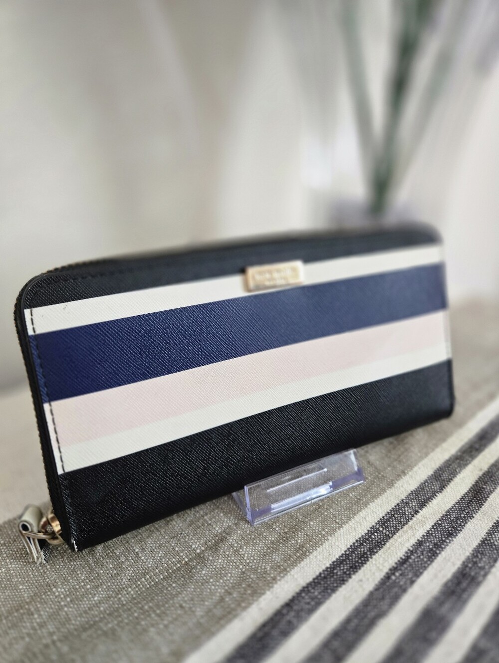 Kate Spade Striped Zip-Around Wallet - Picture 2 of 10